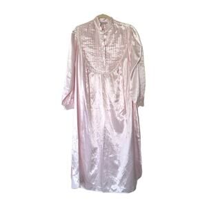 Vtg Long Sleeve Nightgown Womens M Floral Embroidered Lace Cottage Romantic NEW